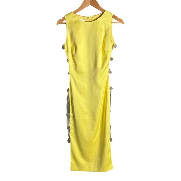 House of CB Phedra Crystal Embellished Dress Yellow Size S - Picture 8 of 10